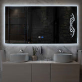 Specchio LED Rettangolare | Pulsanti touch | Funzione anti-appannamento | Luce bianca fredda - Reyze Serie Good Vibes Modello 6